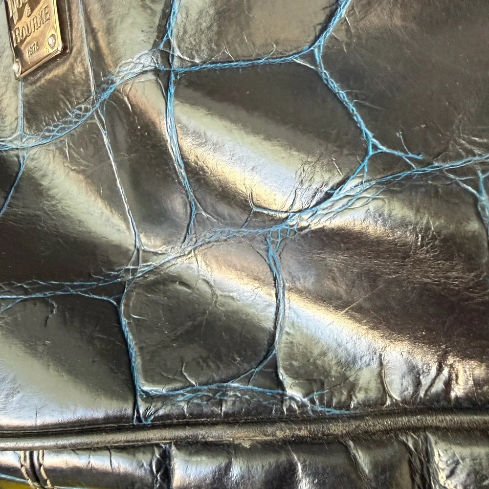 Dooney & Bourke Y2K Harrison Hobo Black with Blue Overlay Crocodile Leather